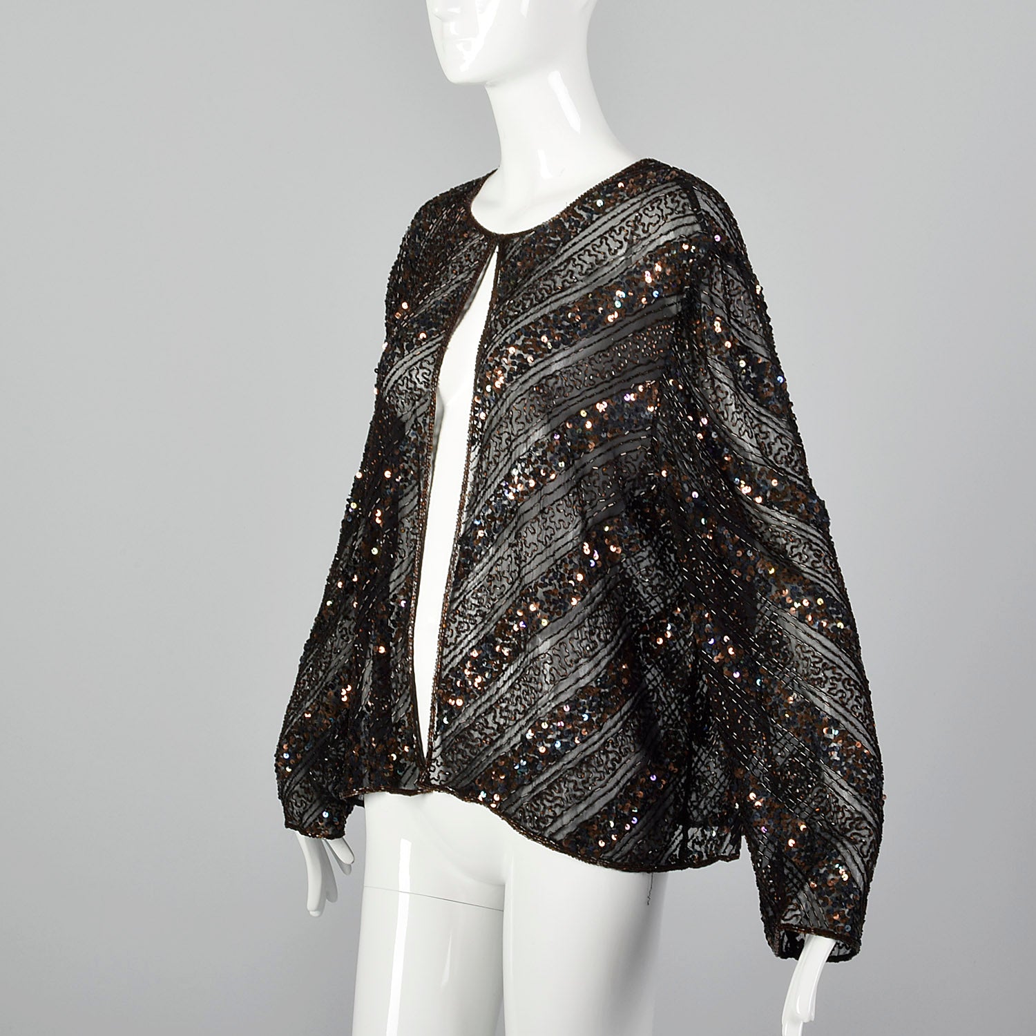 Large 1970s Beaded Open Front Top