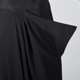 1940s Femme Fatale Black Rayon Dress with Pointed Pockets