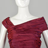 Medium 1990s Tadashi Burgundy Gown with Mermaid Hemline Ruched Bodice and Train