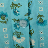 3XL 1950s Day Dress Blue Cotton Summer Novelty Print Volup Short Sleeve Casual