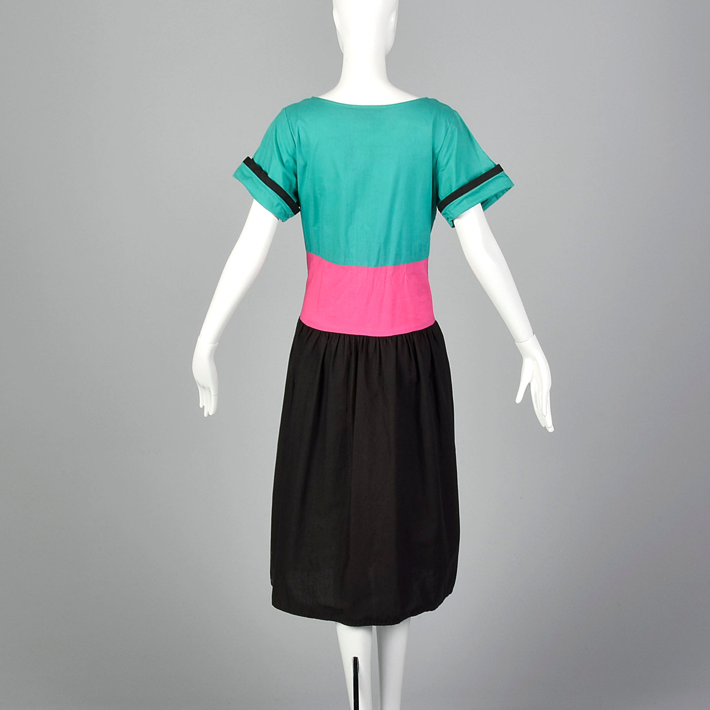 1990s Oscar de la Renta Neiman Marcus Color Block Cotton Dress
