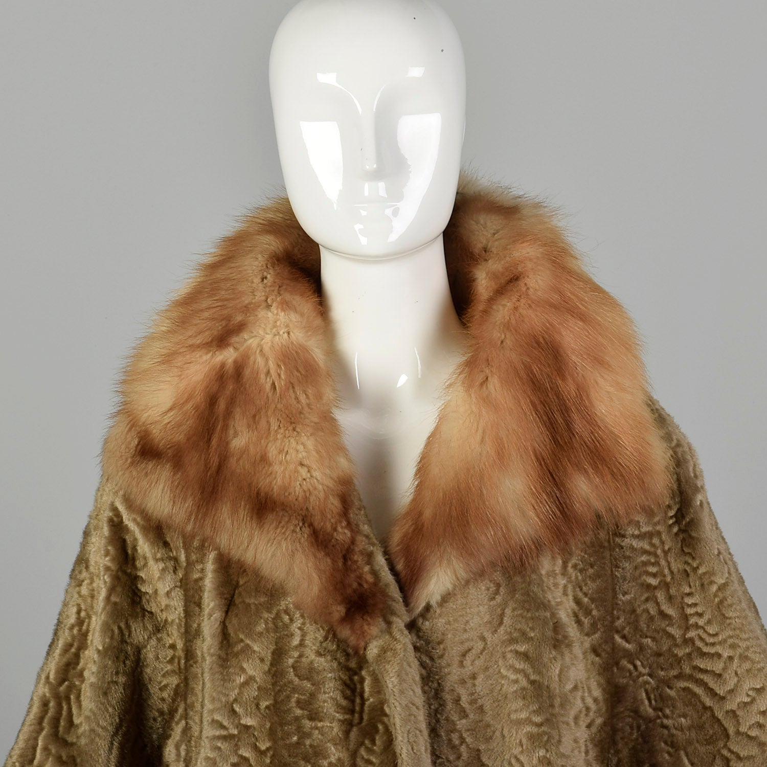 XL 1950s Faux Fur and Real Fur Coat