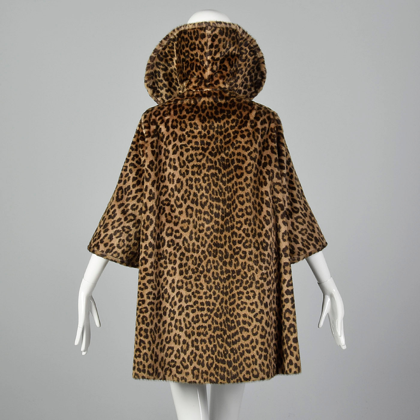 1950s Faux Fur Leopard Print Swing Coat