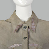 Small 1970s Suede Shirt with Lavender Snakeskin