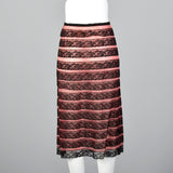 1950s Schiaparelli Pink Half Slip with Layered Black Lace