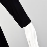 Small 1950s Black Velvet Cocktail Dress Winter Holiday Long Sleeve Timeless LBD