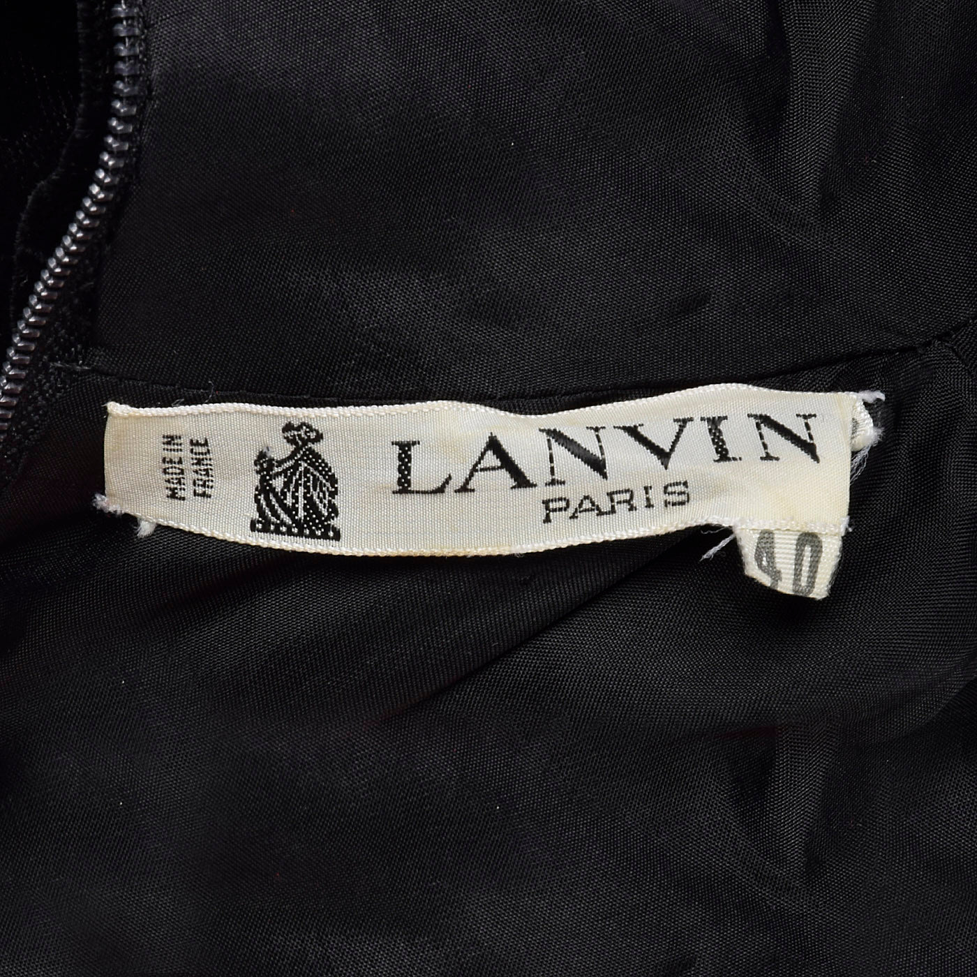 Lanvin Tight Black Pencil Dress with Velvet Shoulders