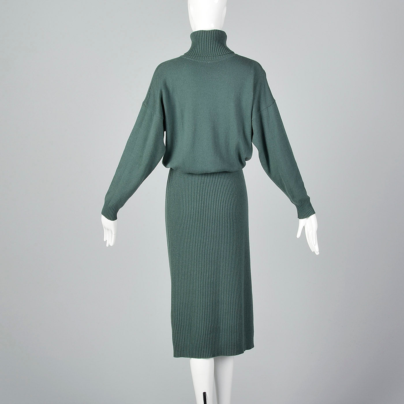 1980s Sage Green Cashmere Dress