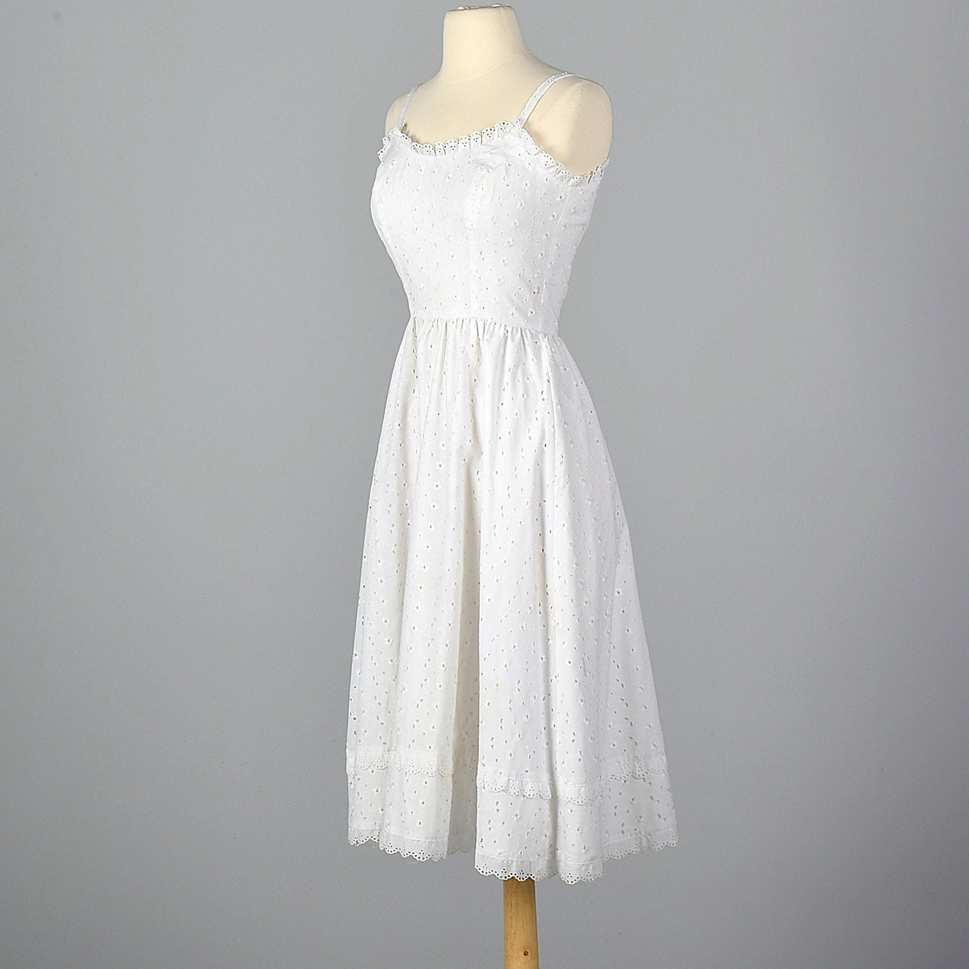 1960s Lanz White Eyelet Dress with Jacket
