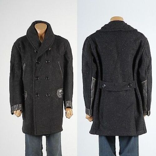 1920s Mens Heavy Weight Wool & Horsehide Mackinaw Railroad Work Wear Coat