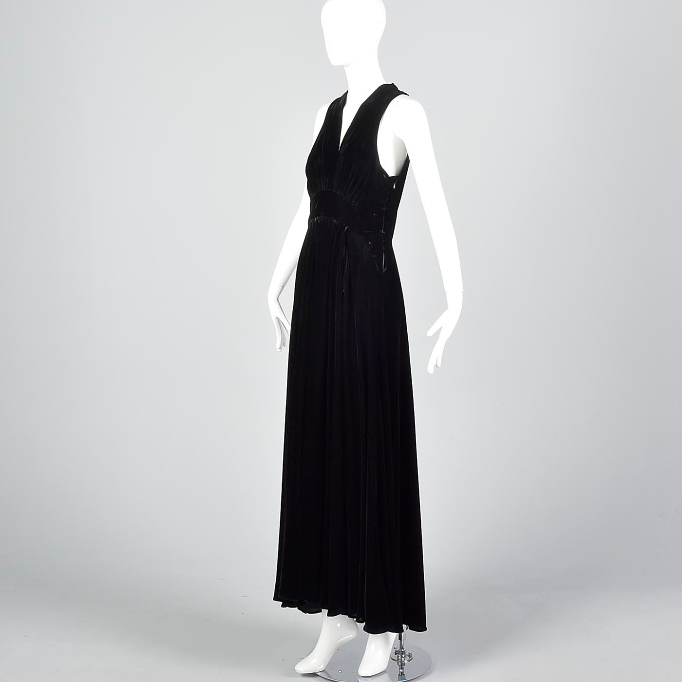 1930s Black Velvet Dress with Full Skirt