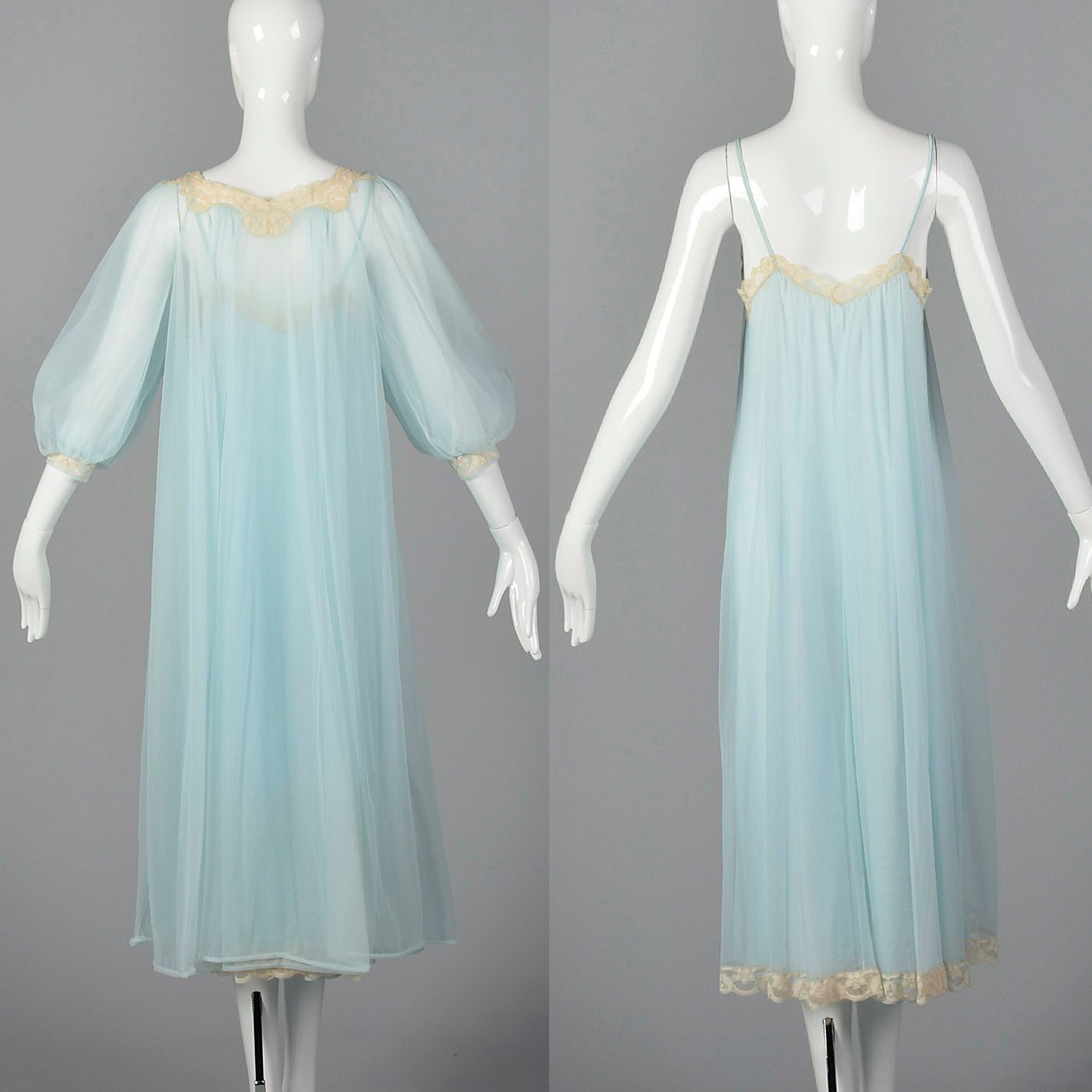 1950s Blue Nightgown and Peignoir Set