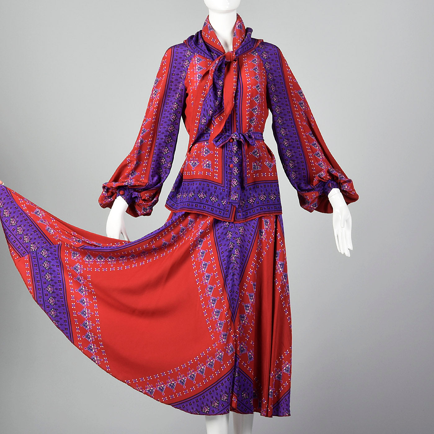 1980s Bohemian Silk Two Piece Set