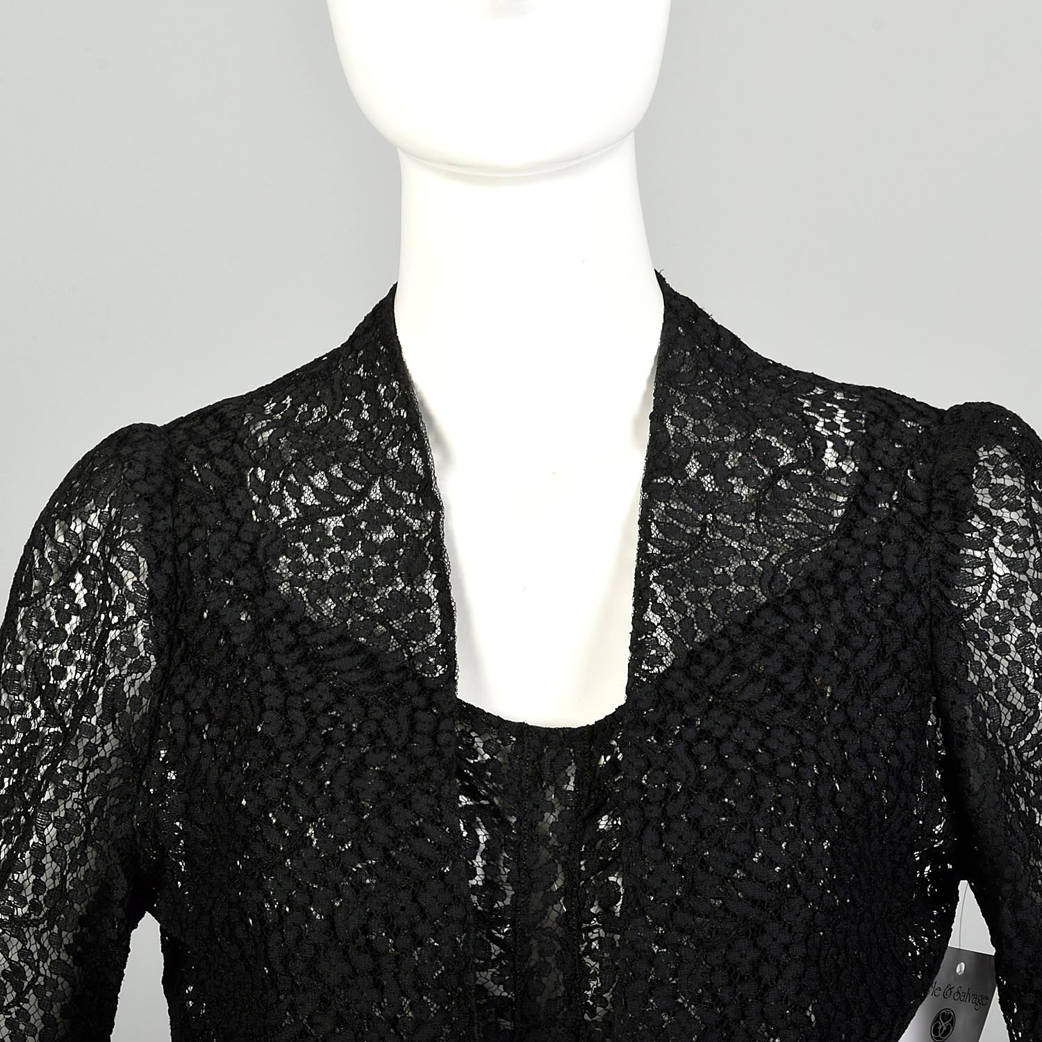 Medium 1930s Sheer Black Lace Dress Glamorous Old Hollywood
