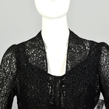 Medium 1930s Sheer Black Lace Dress Glamorous Old Hollywood