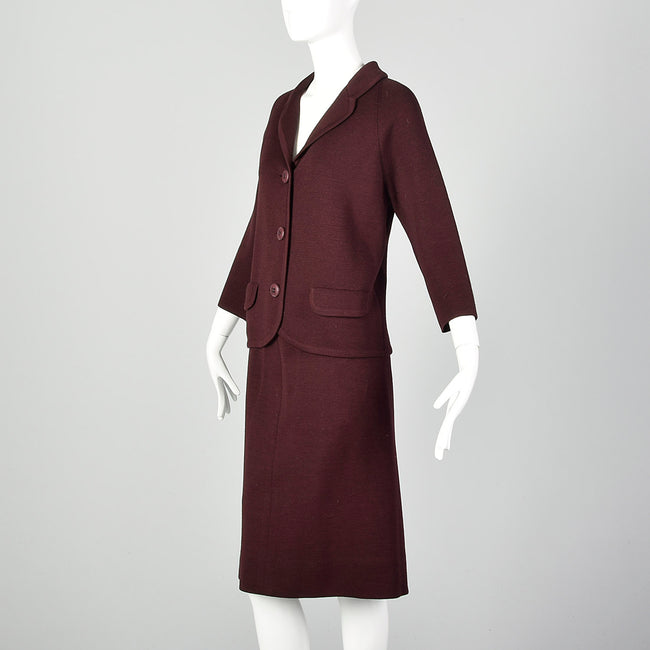 Large 1960s Dark Red Skirt Suit