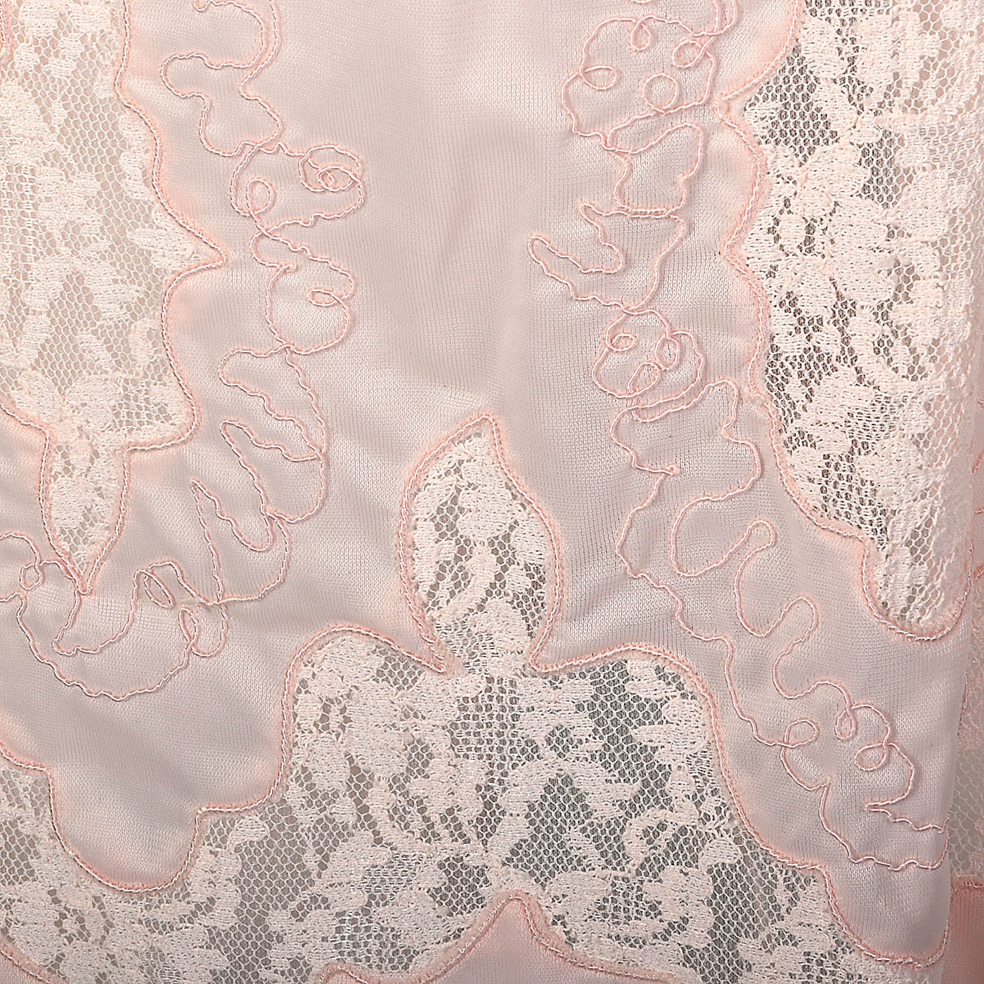 1950s Pastel Pink Half Slip with Lace and Soutache