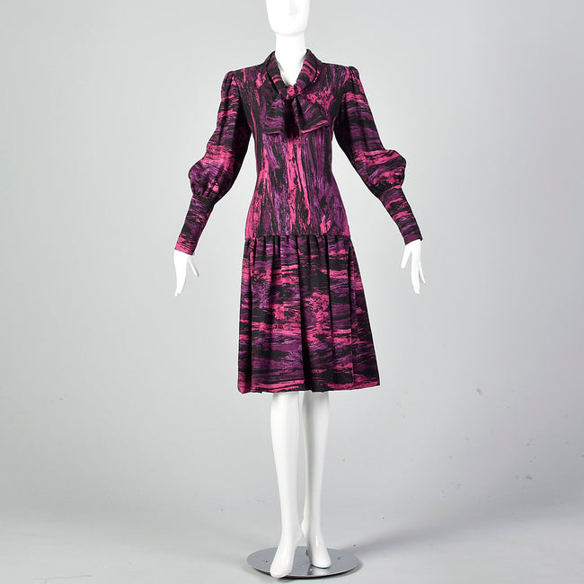 1980s Pauline Trigere Drop Waist Dress