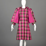 1960s Christian Mann for Marquise Plaid Two Piece Dress and Jacket Set