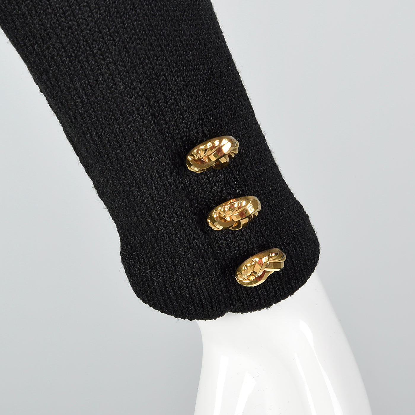 1980s Black Knit Dress with Gold Buttons