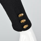 1980s Black Knit Dress with Gold Buttons