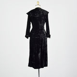 1950s Black Crushed Velvet Skirt Suit