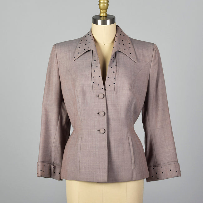 1950s Saks Fifth Avenue Edith Small Blazer with Polka Dot Details