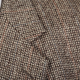 2000s Mens Brown Two Button Jacket with Rust Stripes
