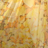 XL 1930s Sheer Silk Dress Floral Print Orange Yellow Volup Flowy Elegant Gown