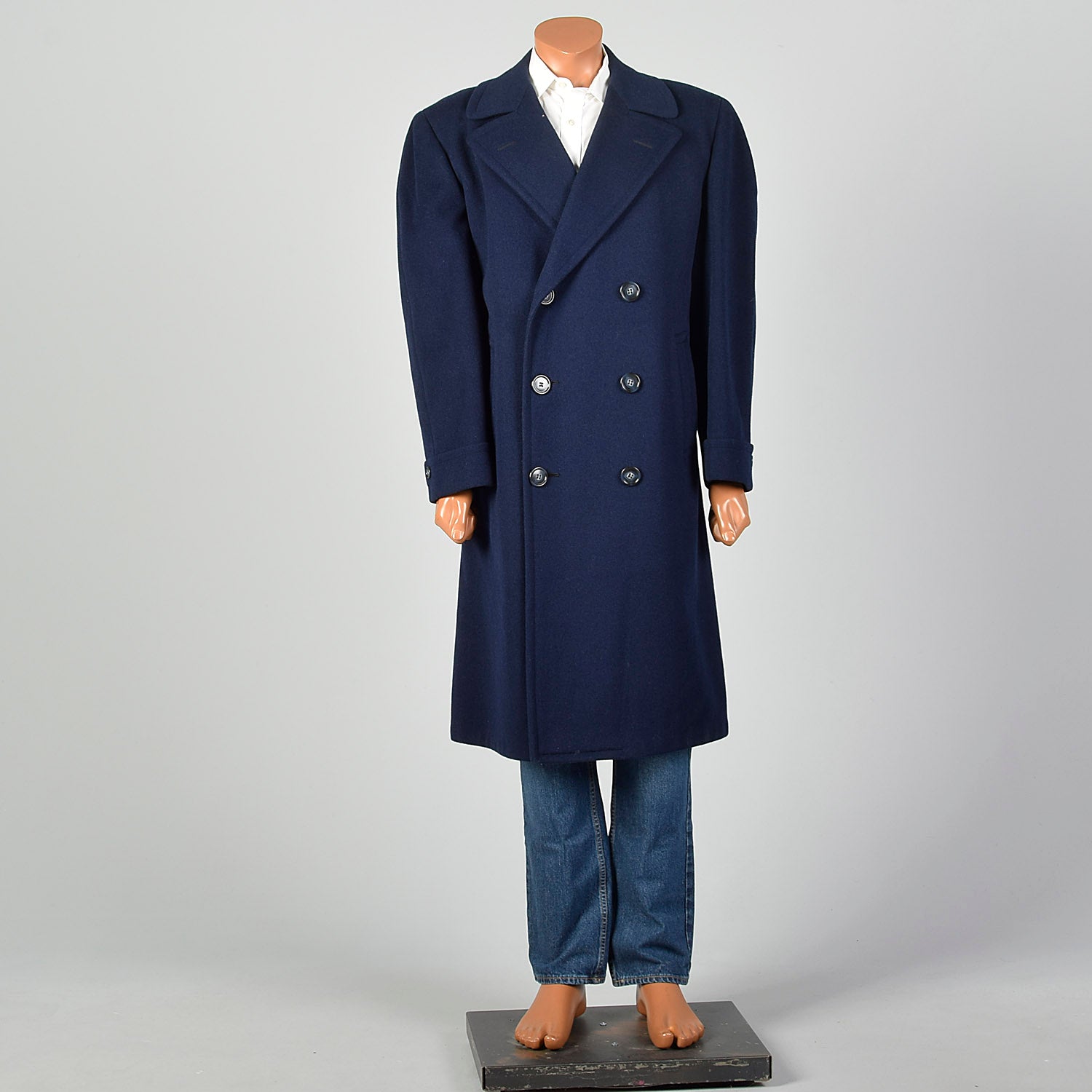 Large 1950s NavyDouble Breasted  Coat