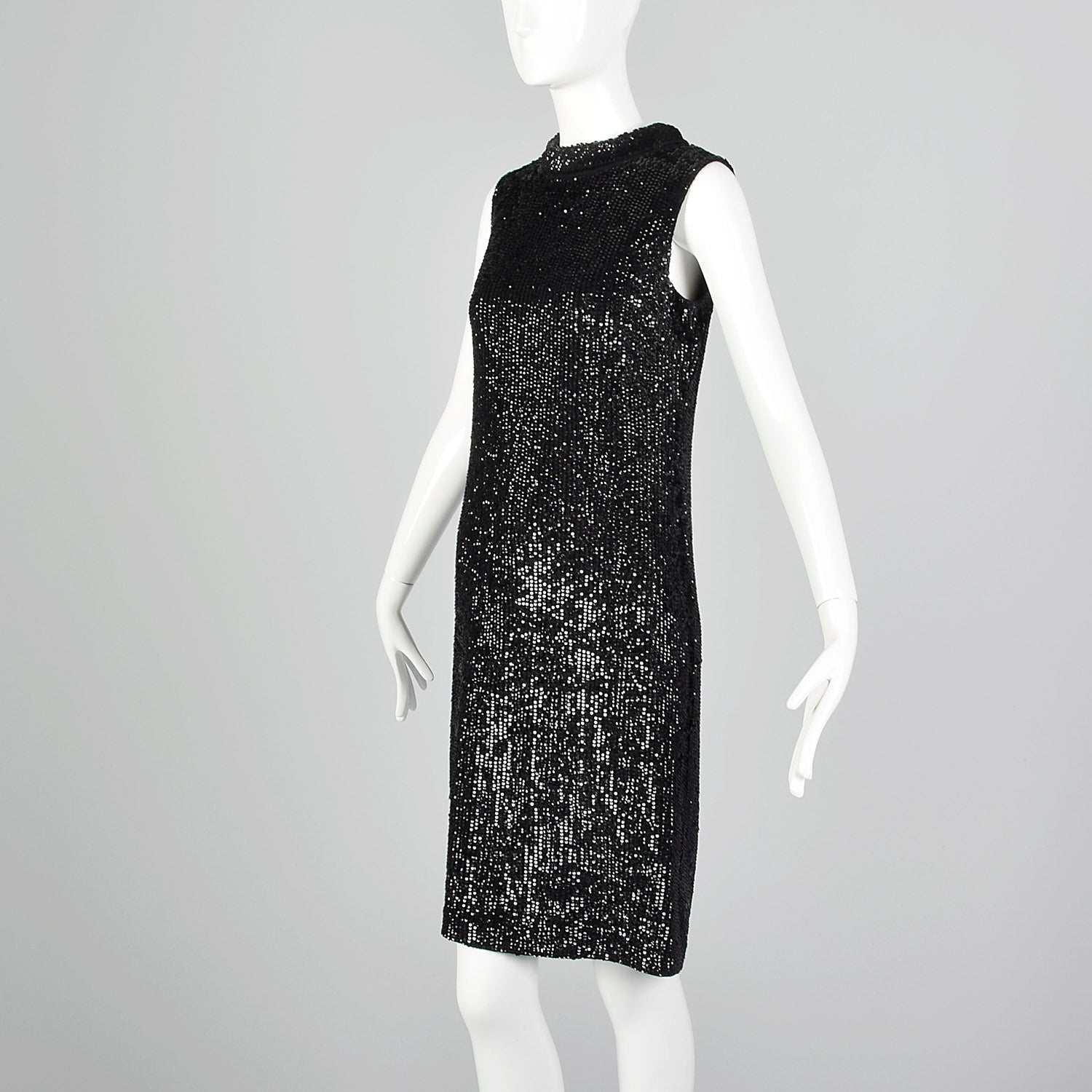 Small Valentina Ltd. 1960s Black Knit Sequin Dress
