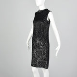 Small Valentina Ltd. 1960s Black Knit Sequin Dress