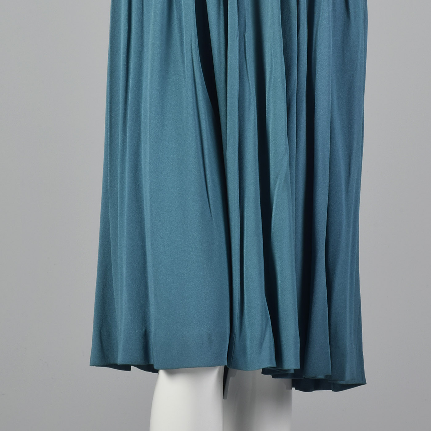 1940s Teal Rayon Dress with Neck Tie