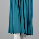 1940s Teal Rayon Dress with Neck Tie