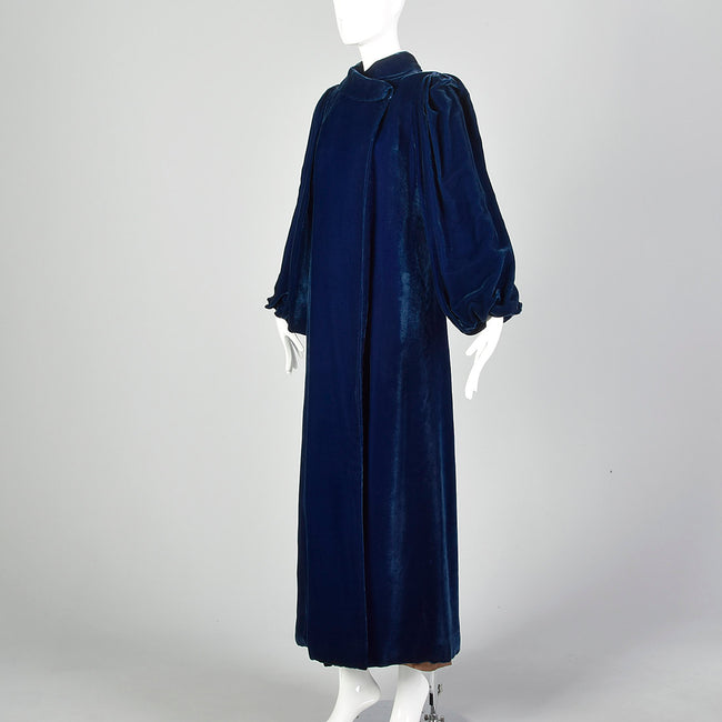 XXS 1940s Blue Velvet Opera Coat