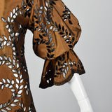 1980s Victor Costa Bronze Metallic Blouse