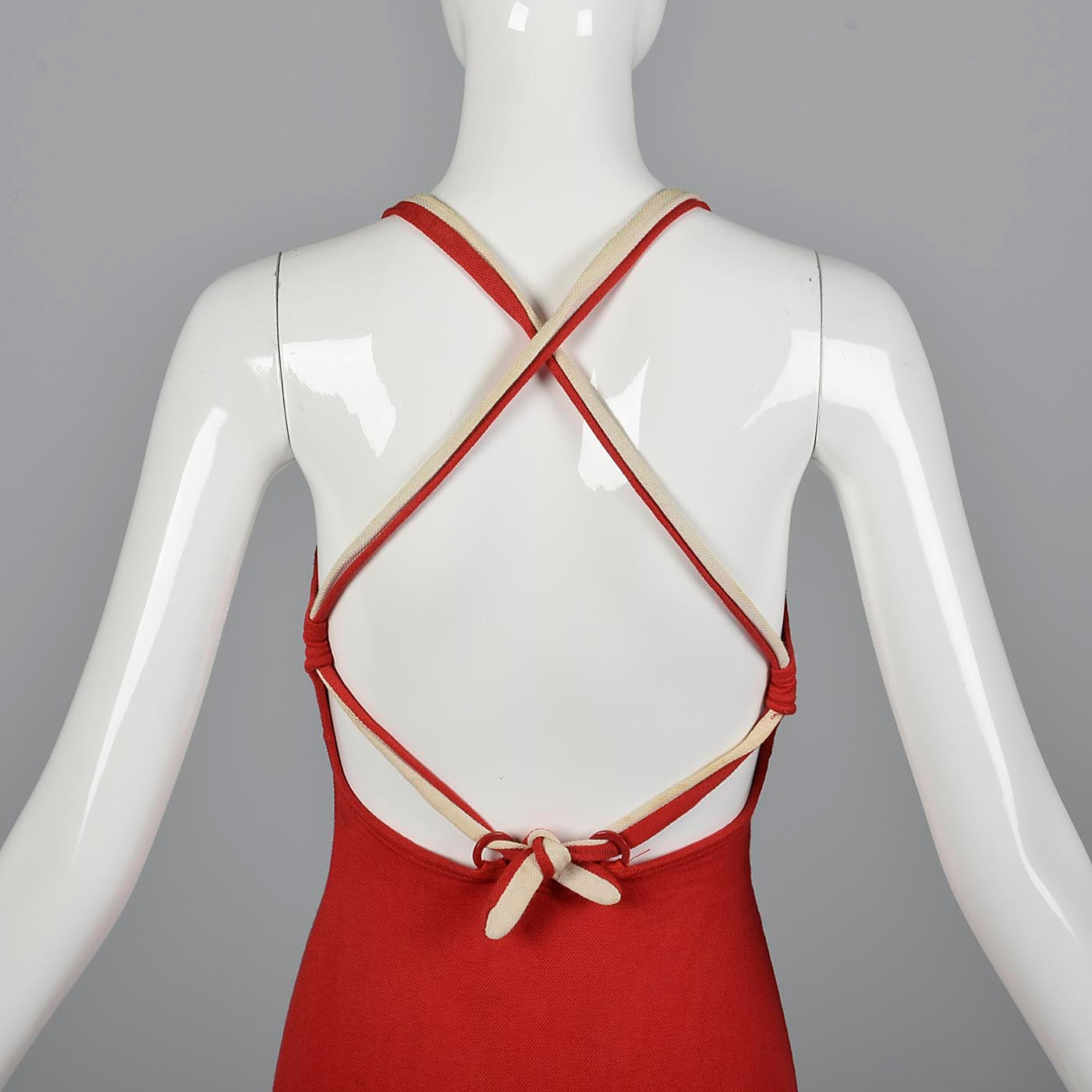 1930s Jantzen Red Swimsuit with Drawstring Back