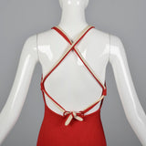 1930s Jantzen Red Swimsuit with Drawstring Back