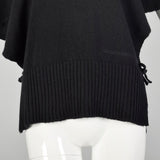 Giorgio Armani Black Cashmere Knit Poncho Sweater with Cowl Neck