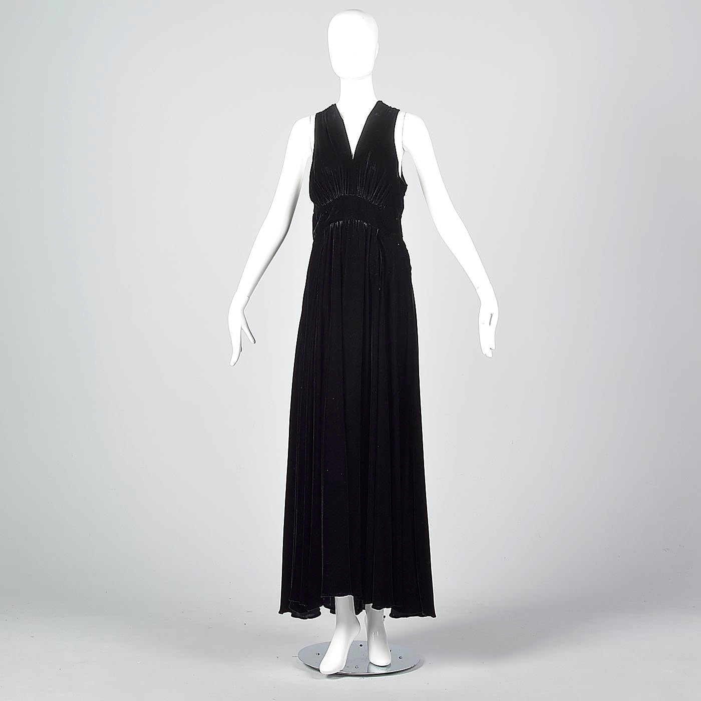 1930s Black Velvet Dress with Full Skirt