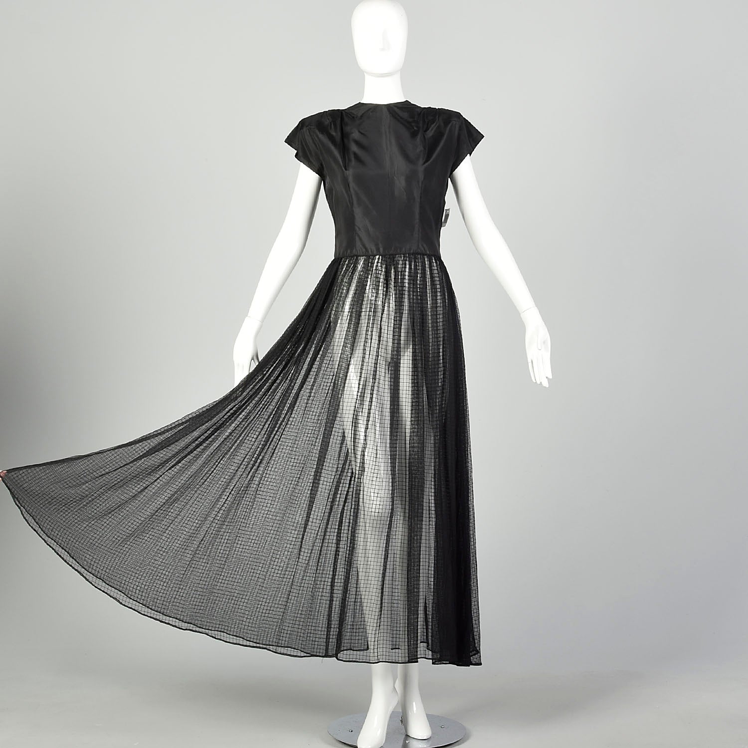 Medium 1940s Dress Black Sheer Sexy Goth Little Black Dress