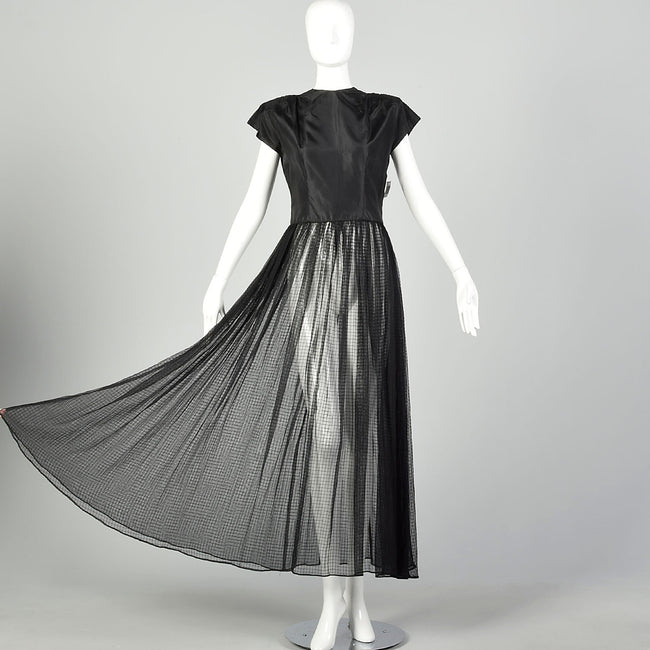 Medium 1940s Dress Black Sheer Sexy Goth Little Black Dress