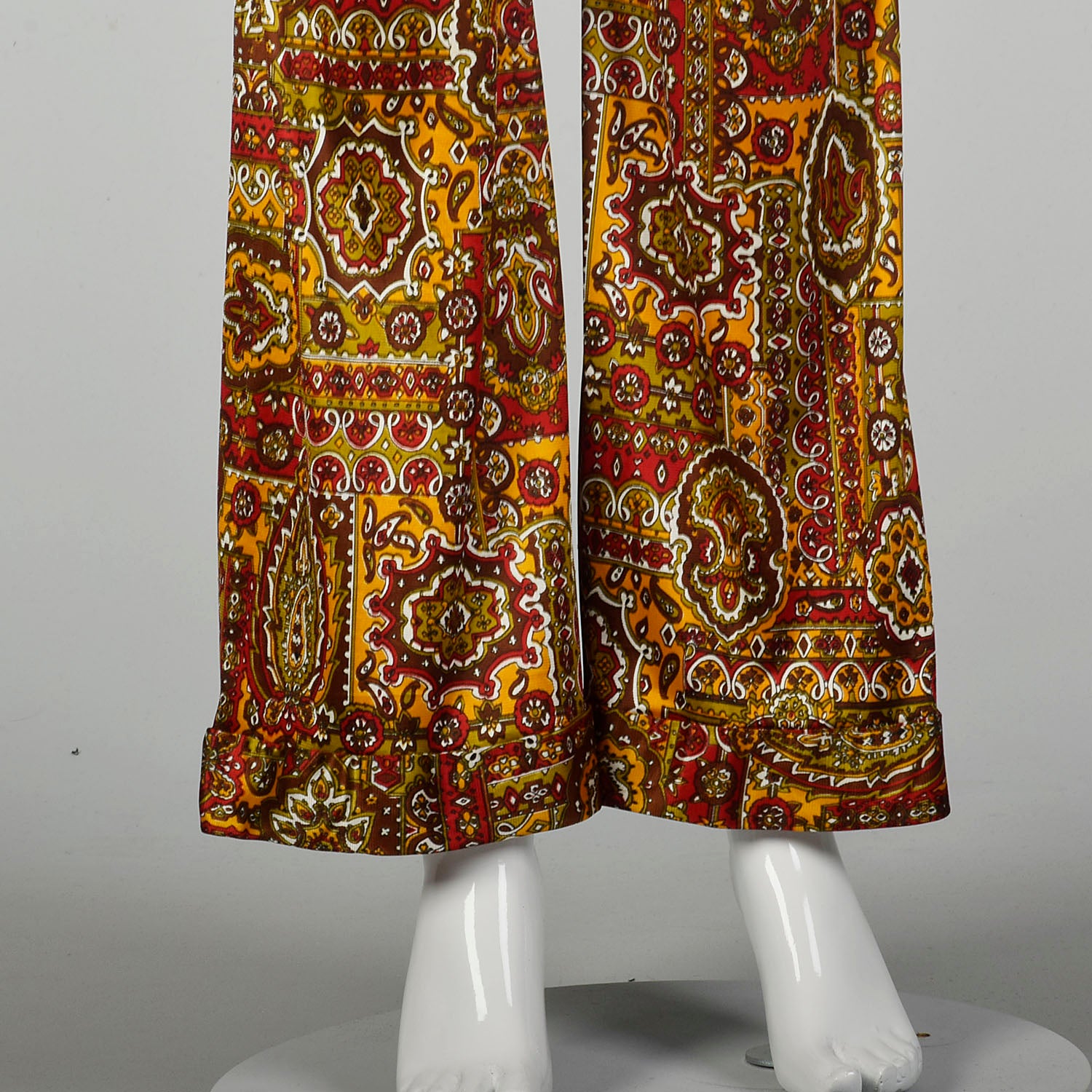 Small 1970s High Rise Pants Psychedelic Bohemian Bell Bottoms