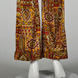 Small 1970s High Rise Pants Psychedelic Bohemian Bell Bottoms