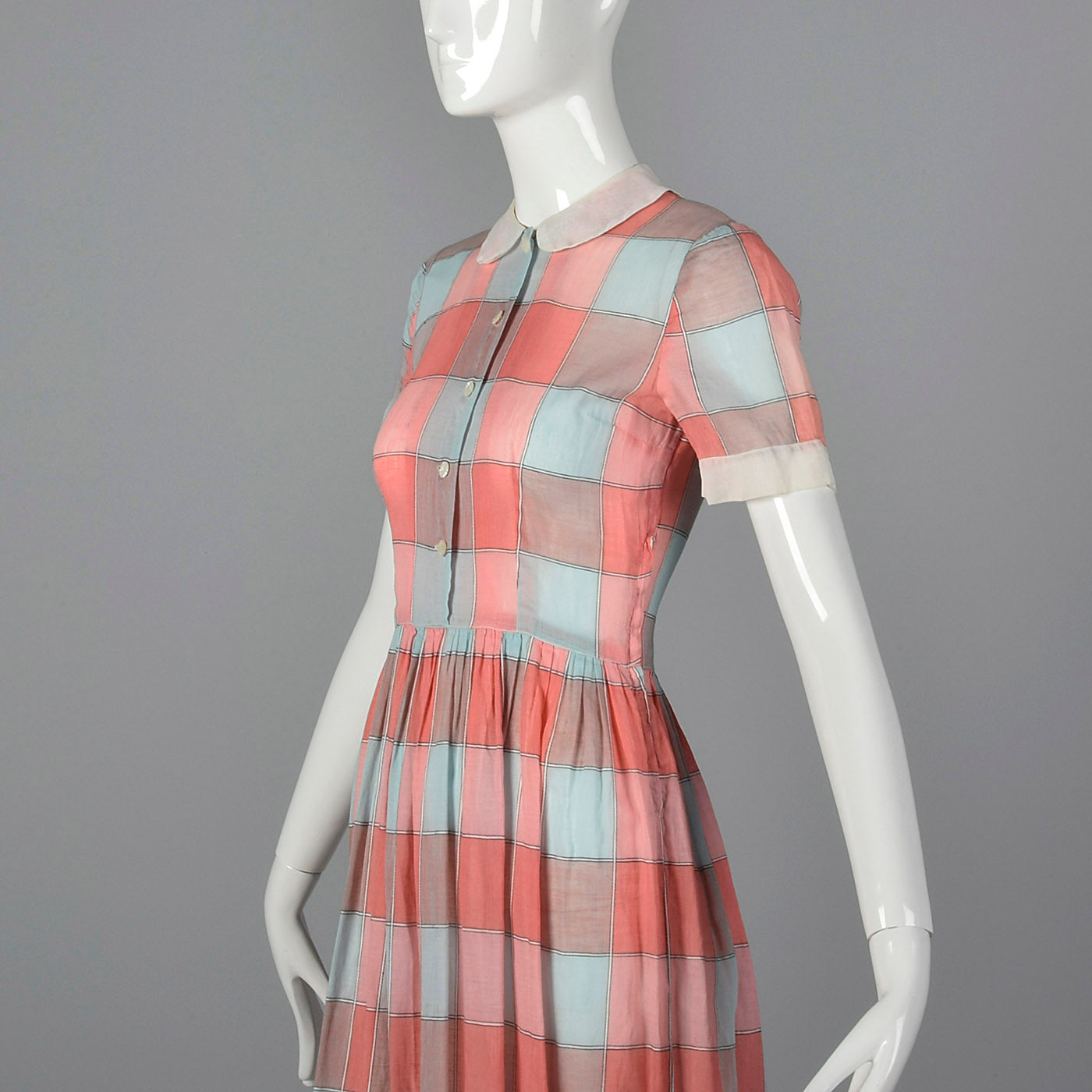 1950s Plaid Day Dress with Peter Pan Collar