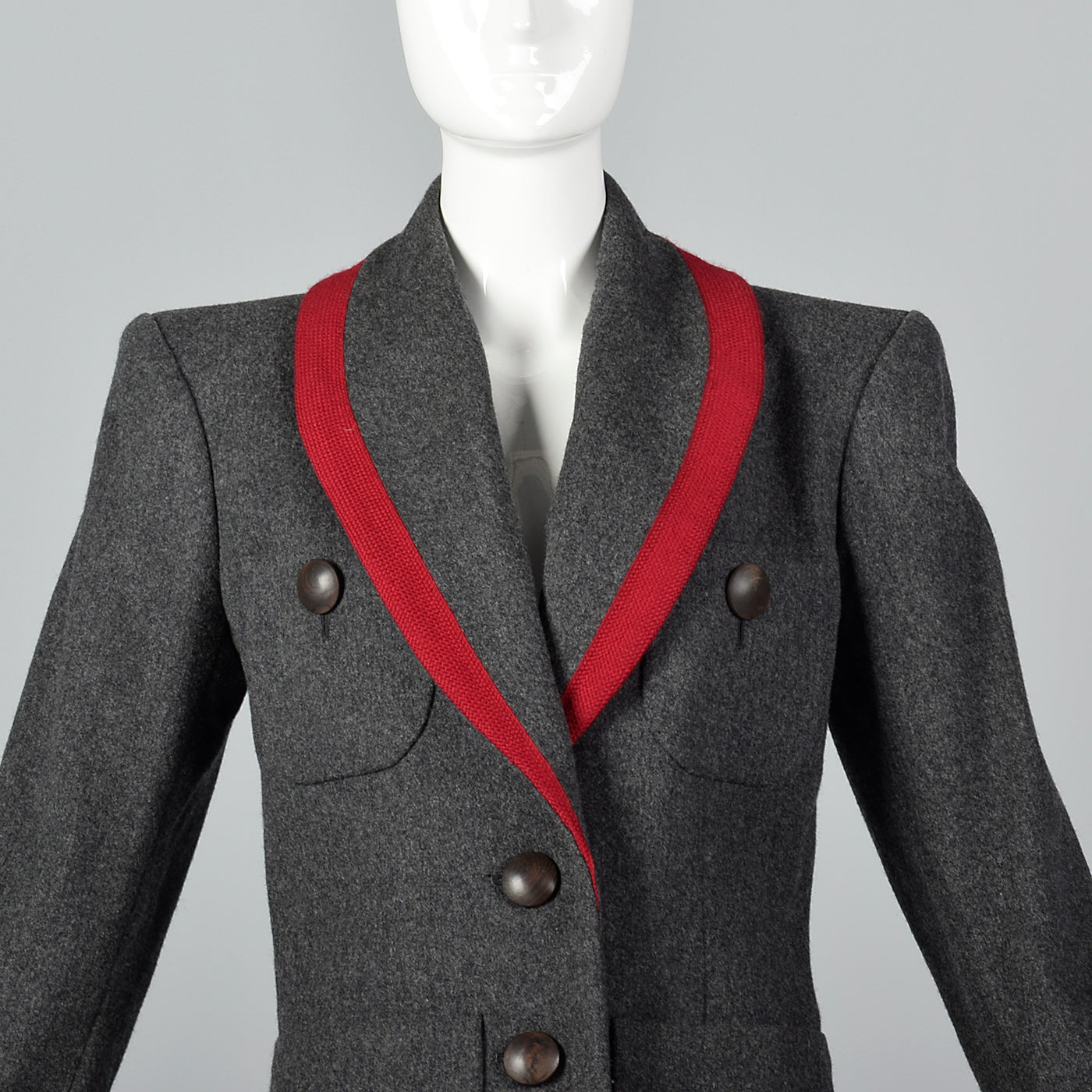 1980s Yves Saint Laurent Rive Gauche  Rive Gauche Gray Wool Jacket