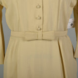 XL 1960s Dress Cream Classic Shirtwaist Rhinestone Wedding