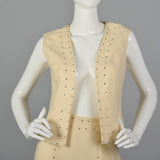 1970s Cream Wool Vest with Palazzo Pants