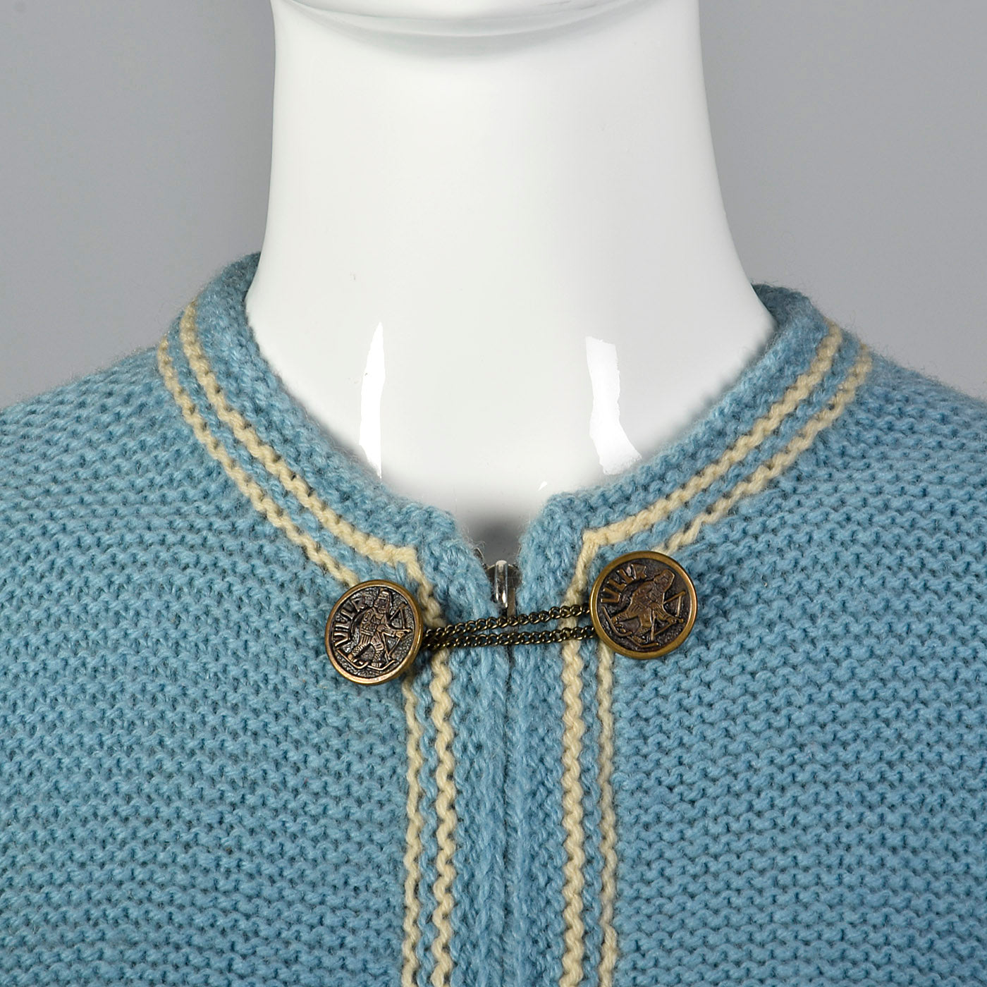 1960s Blue Zip Front Cardigan