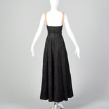 XL 1940s Black Silk Taffeta Gown